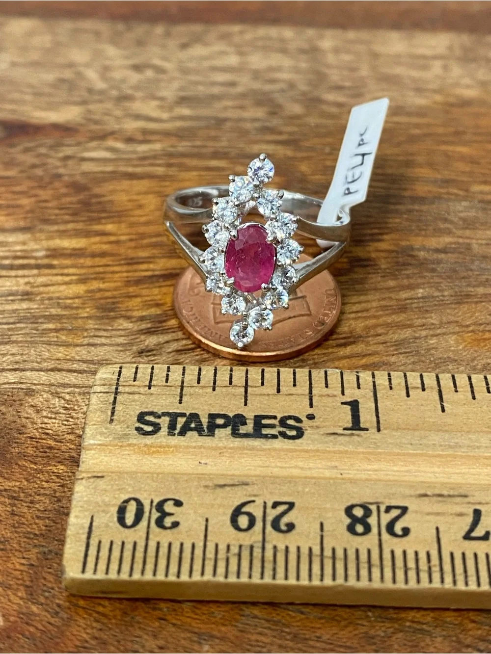 925 Sterling Silver Ruby And CZ Ring